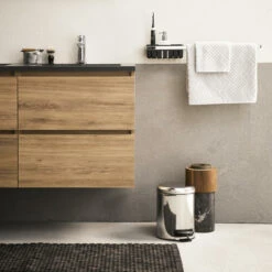 Tiger Karlo Badkamermeubel 120cm Chalet Eik Met Zwart Wastafelblad -Pro Badkamer Verkoop 123 109