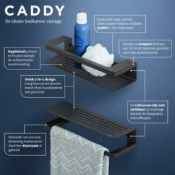 Tiger Douchemand Met Handdoekhouder Caddy Zw 20 Tiger Douchemand Met Handdoekhouder Caddy Zw -Pro Badkamer Verkoop 123 1548