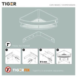 Tiger Hoekdouchemand Cooper 21 Cm RVS/zwart -Pro Badkamer Verkoop 123 1555