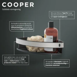 Tiger Hoekdouchemand Cooper 21 Cm RVS/zwart -Pro Badkamer Verkoop 123 1556