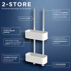 Tiger Doucherek Ophangbaar 2-store 25cm Wit -Pro Badkamer Verkoop 123 1664