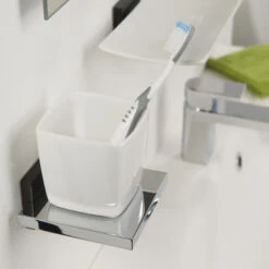 Tiger Bekerhouder Zenna Hangend Met Beker Chroom/Wengé -Pro Badkamer Verkoop 123 1811