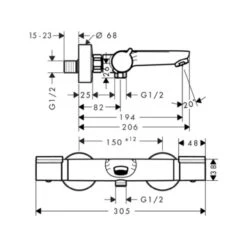 Hansgrohe Thermostatische Badkraan Versostat2 Chroom 15 Cm -Pro Badkamer Verkoop 123 184
