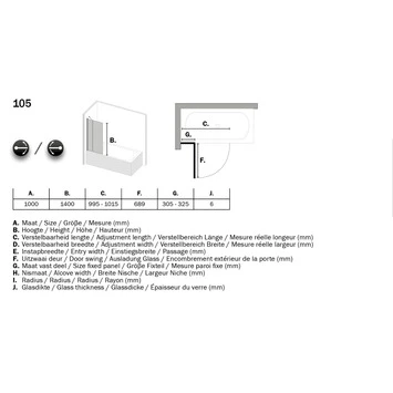 Sealskin Badklapwand S105 2-delig 140x100cm Chroom 4 Sealskin Badklapwand S105 2-delig 140x100cm Chroom - Afbeelding 4