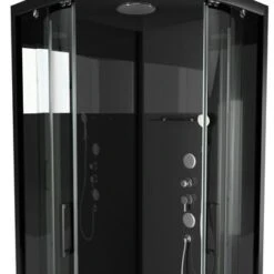 Aurlane Douchecabine Met Schuifdeur Black Mirror 2 Kwartrond Zwart 90x90 Cm -Pro Badkamer Verkoop 123 2657