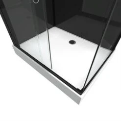 Aurlane Douchecabine Met Schuifdeur Black Mirror 2 Rechthoek Zwart 80x110 Cm -Pro Badkamer Verkoop 123 2678