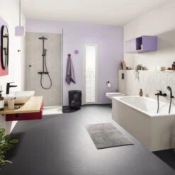 Grohe Douchesysteem Vitalio Start 250 Rond Met Thermostaatkraan QuickFix Mat Zwart -Pro Badkamer Verkoop 123 3025