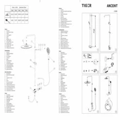 Tiger Regendoucheset Akcent Zwart Messing -Pro Badkamer Verkoop 123 3153