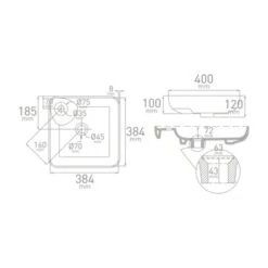 Van Marcke Waskom Fontana Opbouw Wit Keramiek 40x40x12.5 Cm -Pro Badkamer Verkoop 123 3404