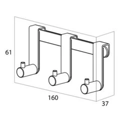 Tiger Douchecabine 3-haak RVS Geborsteld -Pro Badkamer Verkoop 123 3543