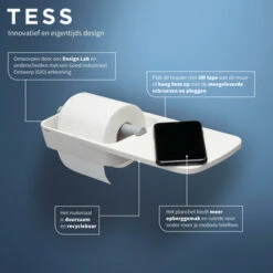 Tiger Toiletrolhouder TESS Met Planchet Wit/lichtgrijs -Pro Badkamer Verkoop 123 3748