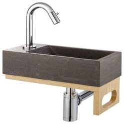 Atlantic Fonteinset Brody Links Zwart Natuursteen 36x18x9 Cm -Pro Badkamer Verkoop 123 4074
