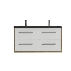 Tiger Boston Badkamermeubel 120cm Chalet Eiken Met Dubbele Zwarte Wastafel