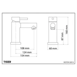 Tiger Wastafelkraan Boston Met Hendel RVS -Pro Badkamer Verkoop 123 4655