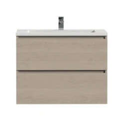 Tiger Karlo Badkamermeubel 80 Cm Naturel Eiken Met Wastafel Hoogglans Wit -Pro Badkamer Verkoop 123 477