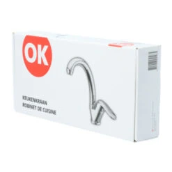 OK Keukenkraan Met Hoog Gebogen Uitloop En Hendel Chroom -Pro Badkamer Verkoop 123 4838