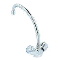 Handson Keukenkraan Thomas 2-knops Chroom Met Uitloop 235mm -Pro Badkamer Verkoop 123 5077