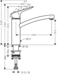 Hansgrohe Keukenkraan MySport M Met Hendel Chroom -Pro Badkamer Verkoop 123 5170
