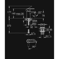 GROHE Wastafelkraan Get S-size Met Hendel En Afvoerplug Wit 5 GROHE Wastafelkraan Get S-size Met Hendel En Afvoerplug Wit -Pro Badkamer Verkoop 123 5237