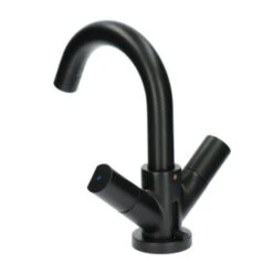 Aqualino Wastafelkraan Fortore 2-knops Met Waste Zwart -Pro Badkamer Verkoop 123 5273