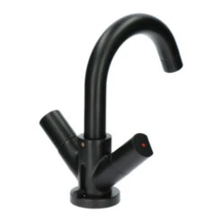 Aqualino Wastafelkraan Fortore 2-knops Met Waste Zwart -Pro Badkamer Verkoop 123 5275