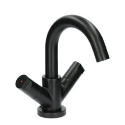 Aqualino Wastafelkraan Fortore 2-knops Met Waste Zwart -Pro Badkamer Verkoop 123 5277