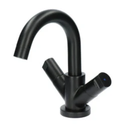 Aqualino Wastafelkraan Fortore 2-knops Met Waste Zwart -Pro Badkamer Verkoop 123 5285