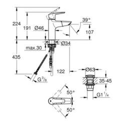 Grohe Wastafelkraan Start M-size Uittrekbaar QuickFix Chroom -Pro Badkamer Verkoop 123 5325