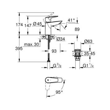 Grohe Wastafelkraan Start Edge S-size QuickFix Chroom 7 Grohe Wastafelkraan Start Edge S-size QuickFix Chroom - Afbeelding 7