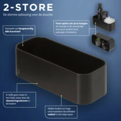 Tiger Wandrek/douchemand 2-store 25cm Zwart -Pro Badkamer Verkoop 123 73