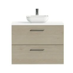 Tiger Badkamermeubel Studio 80cm Naturel Eik/witte Waskom Met Vierkante Greep