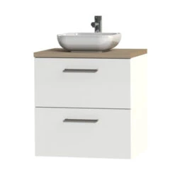 Tiger Badkamermeubel Studio 60cm Hoogglans Wit/witte Waskom Met Vierkante Greep -Pro Badkamer Verkoop 123 781