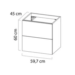 Tiger Badkamermeubel Studio 60cm Hoogglans Wit/witte Waskom Met Vierkante Greep -Pro Badkamer Verkoop 123 788