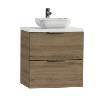 Tiger Badkamermeubel Studio 60 Cm Chalet Eik Met Keramische Waskom Hoogglans Wit En Profielgrepen 2 Tiger Badkamermeubel Studio 60 Cm Chalet Eik Met Keramische Waskom Hoogglans Wit En Profielgrepen - Afbeelding 2