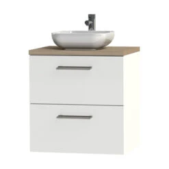 Tiger Badkamermeubel Studio 60cm Hoogglans Wit/witte Waskom Met Ronde Greep -Pro Badkamer Verkoop 123 803